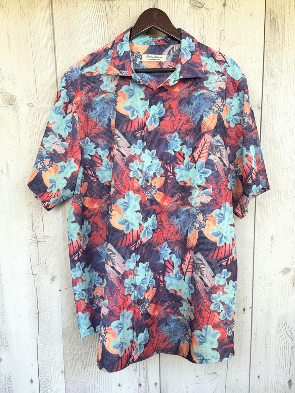 Tommy Bahama Shirt Mens XLT Tropical Floral Button Down Stretch Performance Big
